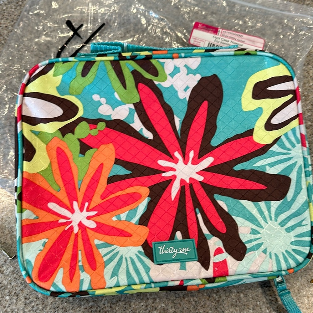 Thirty One Lunch Tote Tropical Floral Teal Cool Case Daisy Craze Thermal 952A